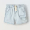 Blukids Shorts in denim di puro cotone neonato- Jeans
