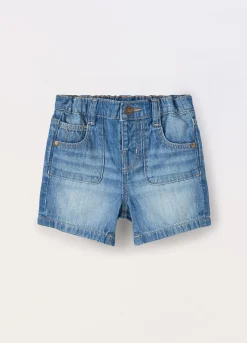 Blukids Shorts in denim di puro cotone neonato- Pantaloni