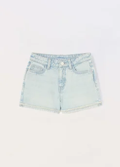 Blukids Shorts in denim di puro cotone ragazza- Pantaloni