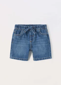 Blukids Shorts in denim misto cotone neonato- Pantaloni