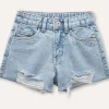 Blukids Shorts in strappato bambina- Jeans