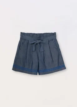 Blukids Shorts in lyocell con ricamo bambina- Pantaloni