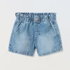 Blukids Shorts papperbag in denim di puro cotone bambina- Jeans