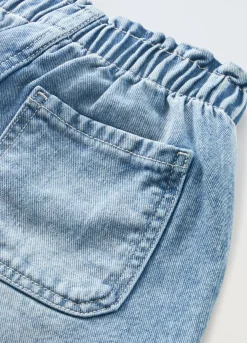 Blukids Shorts papperbag in denim di puro cotone bambina- Jeans