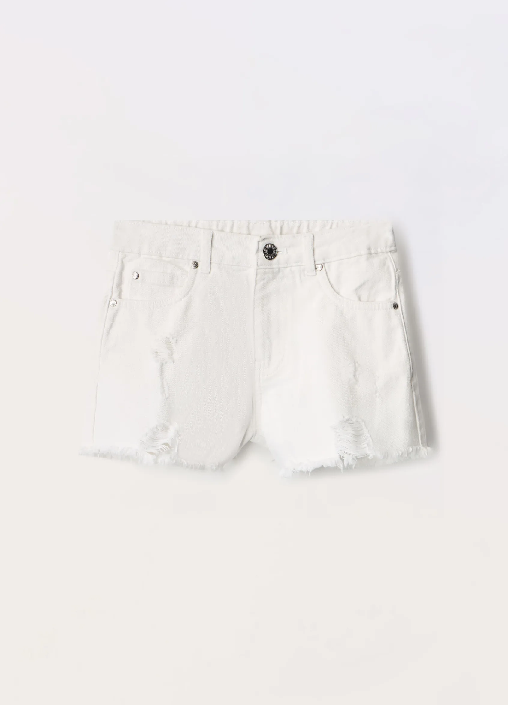 Blukids Shorts ripped in denim di puro cotone ragazza- Jeans