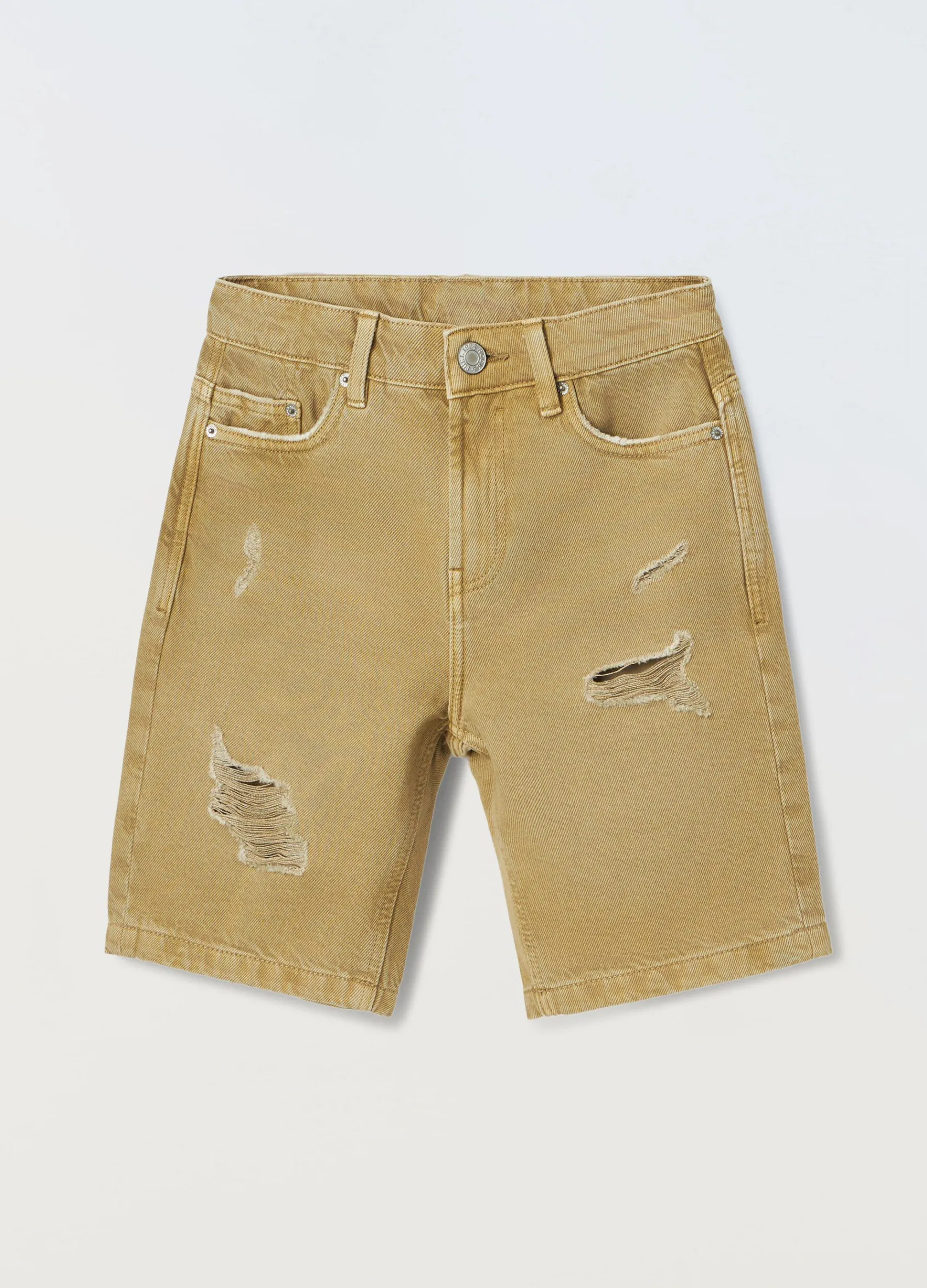 Blukids Shorts ripped in denim di puro cotone ragazzo- Jeans
