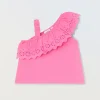 Blukids Top asimmetrico con volant in sangallo neonata- T-shirt