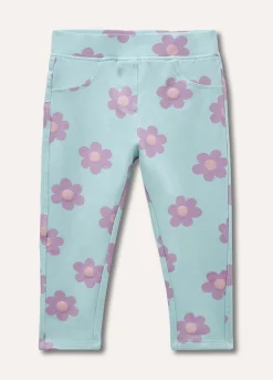 Blukids Treggings in cotone stretch con stampe neonata- Pantaloni
