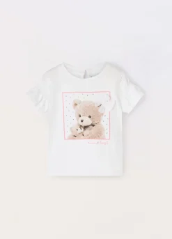 Blukids T-shirt a maniche corte con rouches in puro cotone neonata- T-shirt