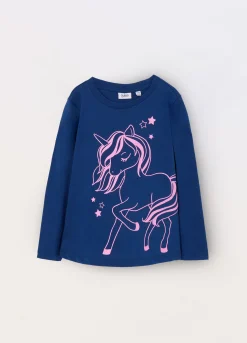 Blukids T-shirt a maniche lunghe in puro cotone con stampa bambina- T-shirt