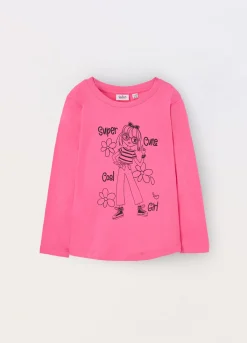 Blukids T-shirt a maniche lunghe in puro cotone con stampa bambina- T-shirt