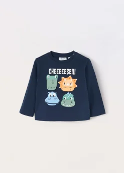 Blukids T-shirt a maniche lunghe in puro cotone neonato- T-shirt