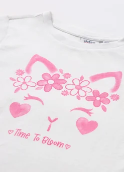 Blukids T-shirt a maniche lunghe in puro cotone con stampa bambina- T-shirt