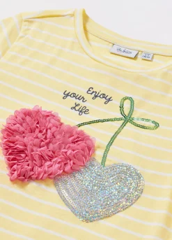 Blukids T-shirt a righe in puro cotone bambina- T-shirt