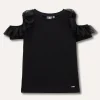 Blukids T-shirt con cut-out ed applicazioni ragazza- T-shirt