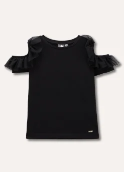 Blukids T-shirt con cut-out ed applicazioni ragazza- T-shirt