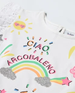 Blukids T-shirt con maniche in sangallo neonata- T-shirt