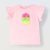 Blukids T-shirt in cotone stretch con maniche ad aletta neonata- T-shirt
