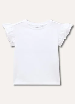Blukids T-shirt in cotone stretch con rouches su manica bambina- T-shirt