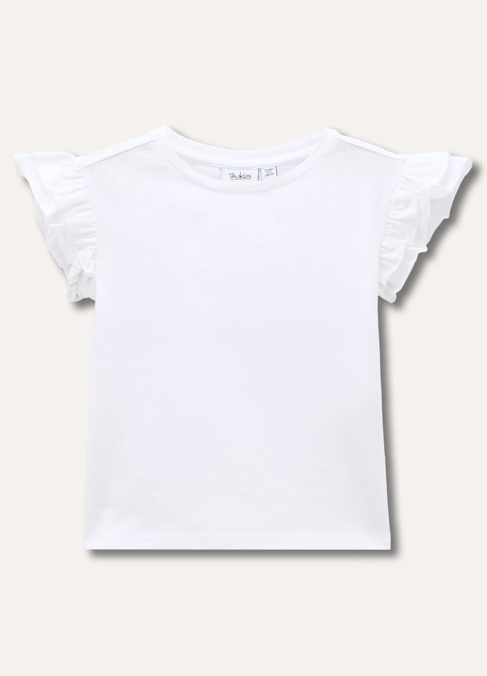 Blukids T-shirt in cotone stretch con rouches su manica bambina- T-shirt