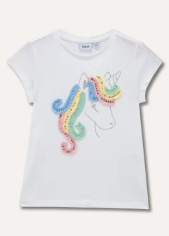 Blukids T-shirt in cotone stretch con applicazioni bambina- T-shirt