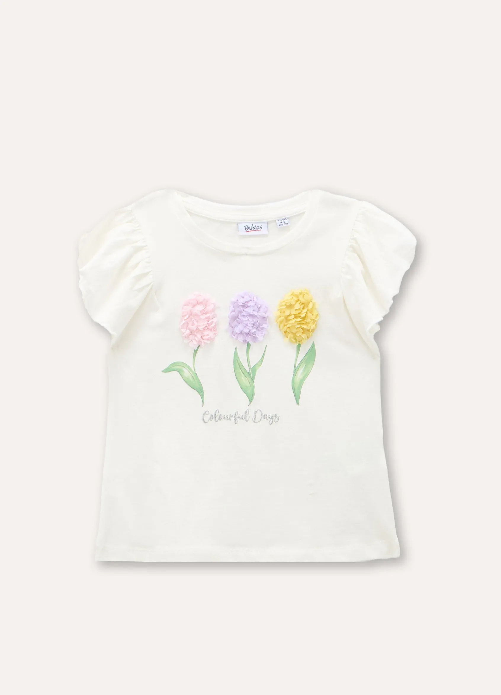 Blukids T-shirt in cotone stretch con applicazioni bambina- T-shirt