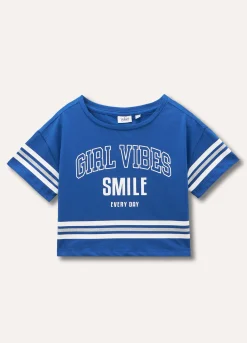 Blukids T-shirt in cotone stretch con stampa ragazza- T-shirt