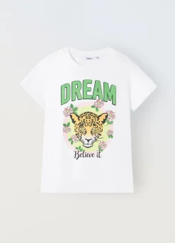 Blukids T-shirt in cotone stretch con stampa ragazza- T-shirt
