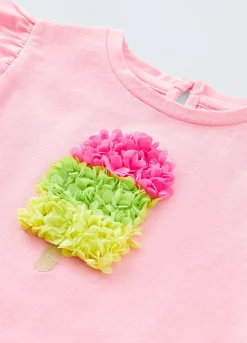 Blukids T-shirt in cotone stretch con maniche ad aletta neonata- T-shirt