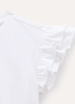 Blukids T-shirt in cotone stretch con rouches su manica bambina- T-shirt