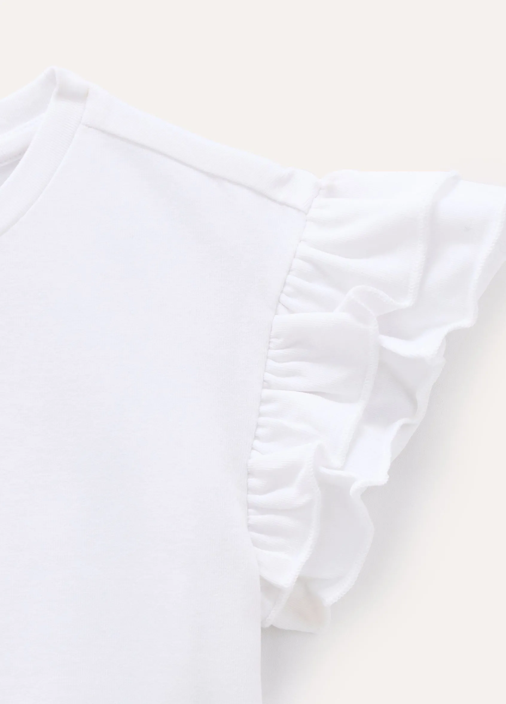 Blukids T-shirt in cotone stretch con rouches su manica bambina- T-shirt