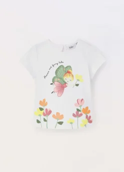 Blukids T-shirt in jersey di cotone stretch neonata- T-shirt
