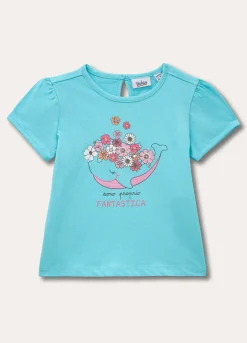 Blukids T-shirt in puro cotone con stampa neonata- T-shirt
