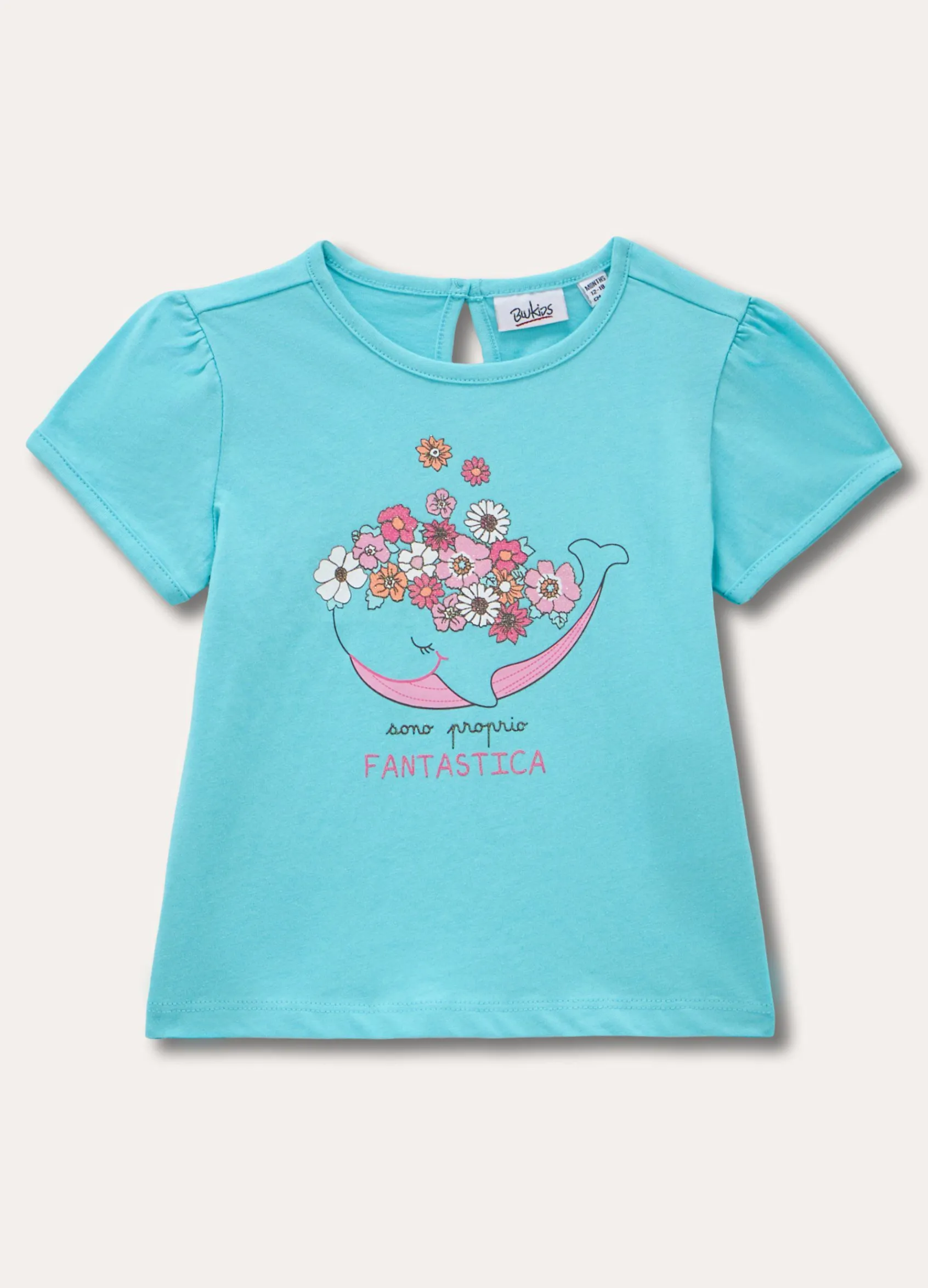 Blukids T-shirt in puro cotone con stampa neonata- T-shirt