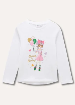 Blukids T-shirt in puro cotone con stampa bambina- T-shirt