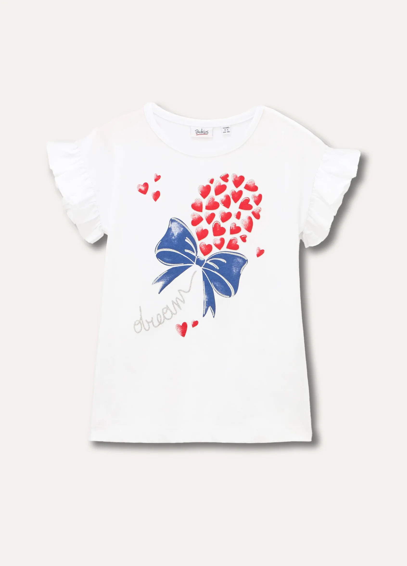 Blukids T-shirt in puro cotone con rouches bambina- T-shirt