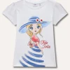 Blukids T-shirt in puro cotone con stampa glitter bambina- T-shirt