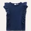 Blukids T-shirt in puro cotone con inserti sangallo bambina- T-shirt
