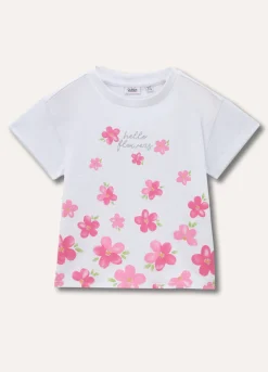 Blukids T-shirt in puro cotone con stampa e glitter bambina- T-shirt