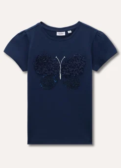 Blukids T-shirt in puro cotone con paillettes bambina- T-shirt
