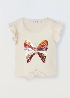 Blukids T-shirt in puro cotone con paillettes bambina- T-shirt