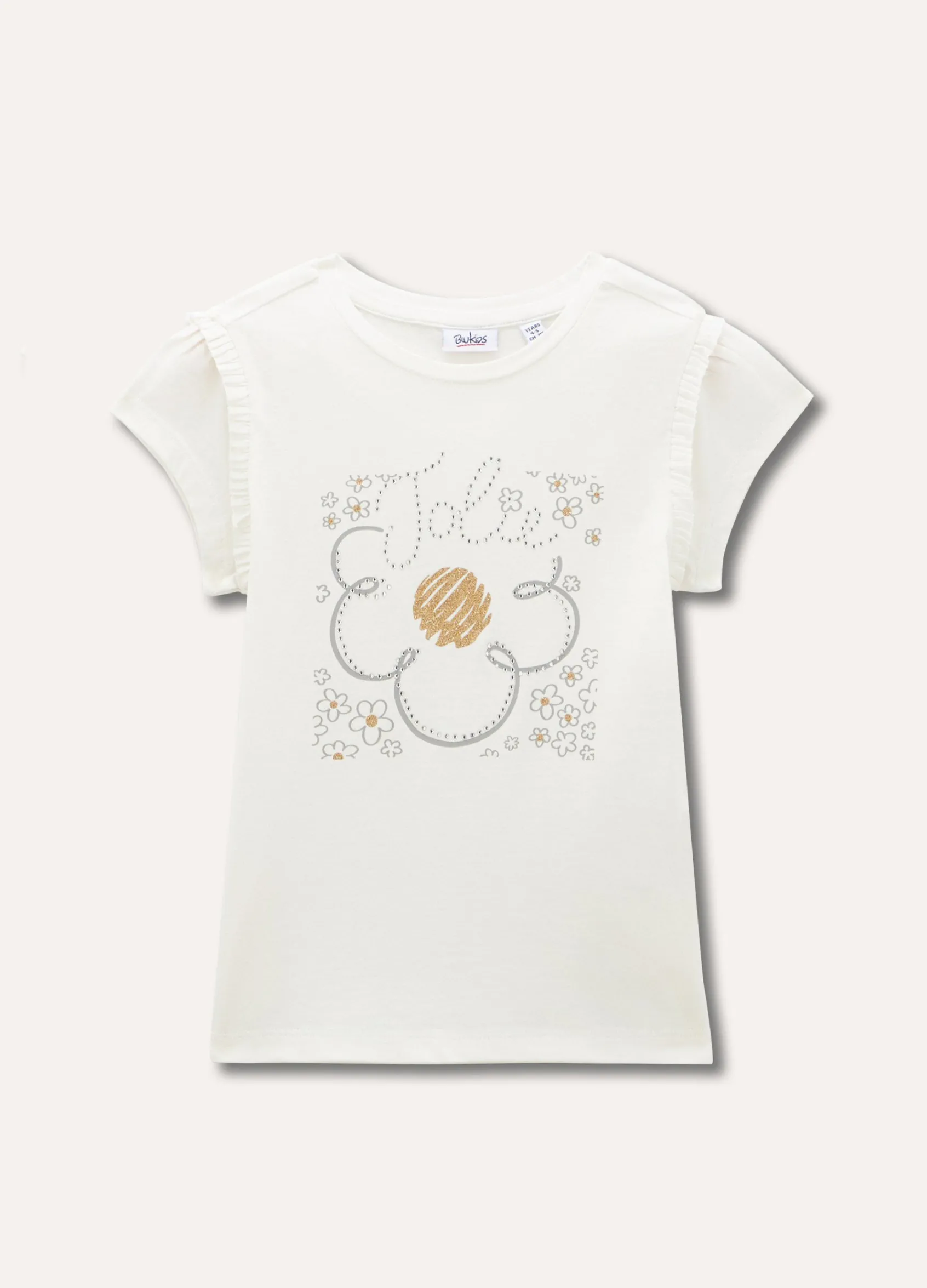 Blukids T-shirt in puro cotone con rouches bambina- T-shirt