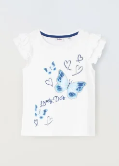 Blukids T-shirt in puro cotone con rouches bambina- T-shirt
