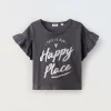Blukids T-shirt in puro cotone con rouches su giromanica ragazza- T-shirt