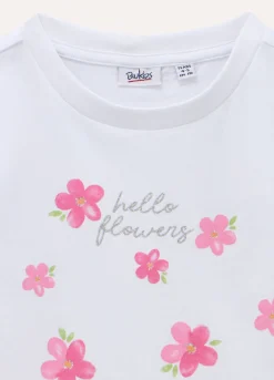 Blukids T-shirt in puro cotone con stampa e glitter bambina- T-shirt