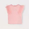 Blukids T-shirt smanicata in cotone stretch con tulle neonata- T-shirt