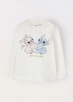Blukids T-shirt Stitch & Angel in cotone stretch neonata- T-shirt