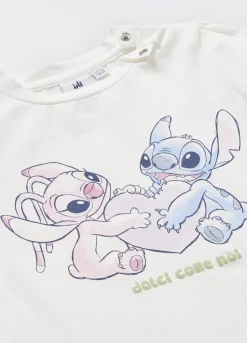Blukids T-shirt Stitch & Angel in cotone stretch neonata- T-shirt