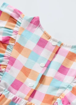 Blukids Vestito a balze in cotone stretch neonata- Vestitini