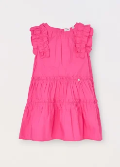 Blukids Vestito a balze in popeline di puro cotone bambina- Vestiti